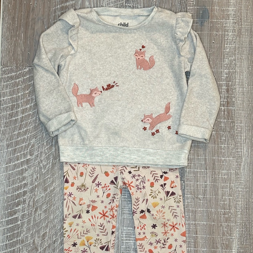 Adorable Fox and Woodland Animals Print Toddler Outfit